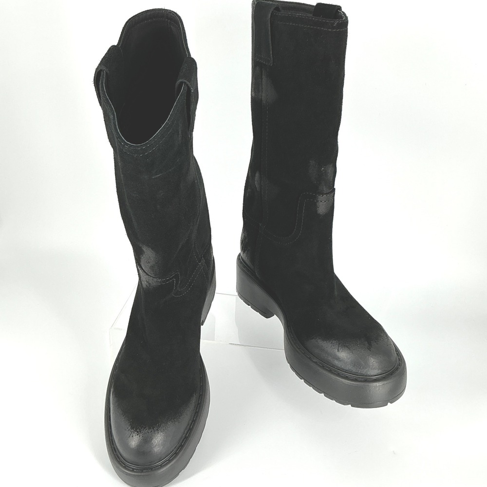 Jeffrey Campbell Size 10 Black Oiled Suede Leather Moto Boots NEW WYBIE $170 - Picture 2 of 14